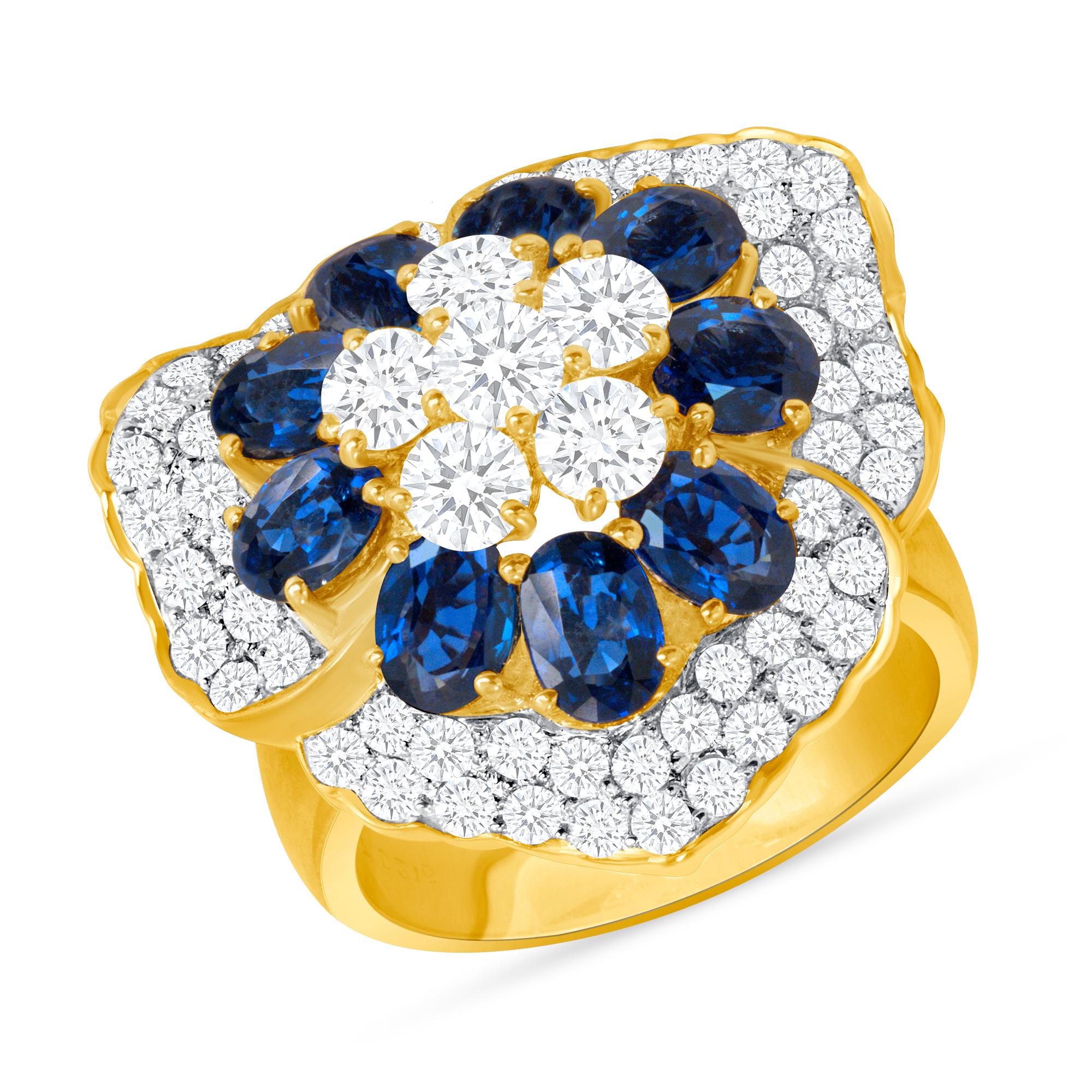 18K Sapphire & Genuine Diamond Ring In New Condition For Sale In Beverly Hills, CA