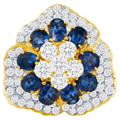 18K Sapphire & Genuine Diamond Ring