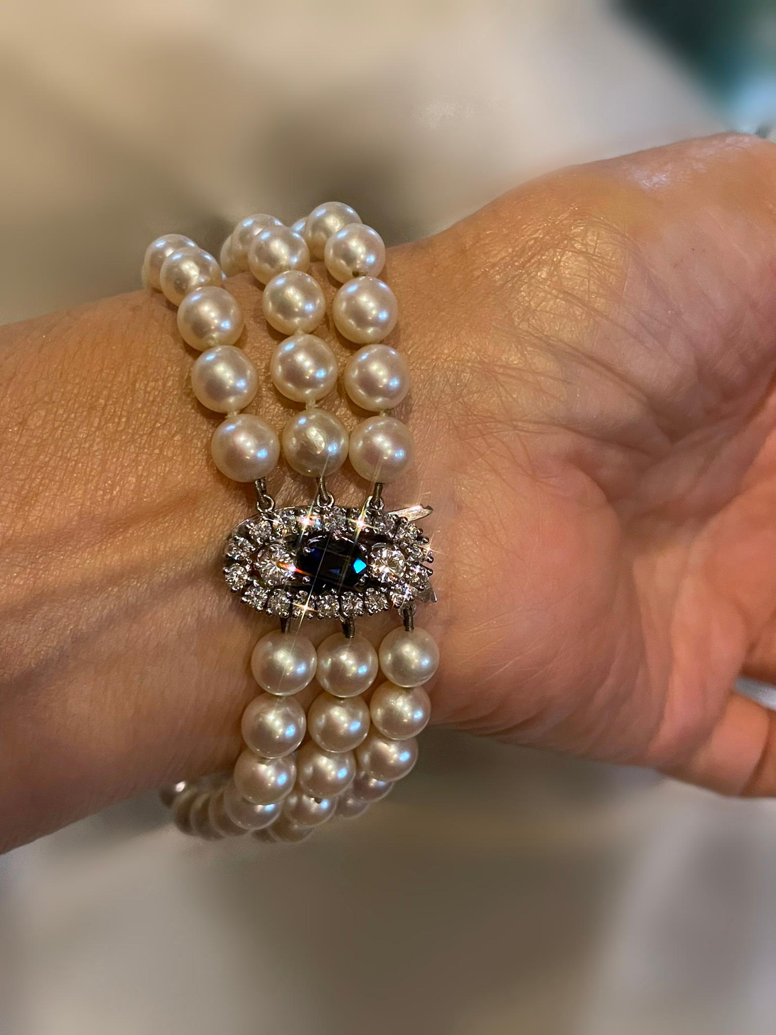 18K Saphir Ungeheizt GIA Perle Diamant-Armband Burma Vintage Fein 3,13 Karat im Zustand „Hervorragend“ im Angebot in Sylvania, GA