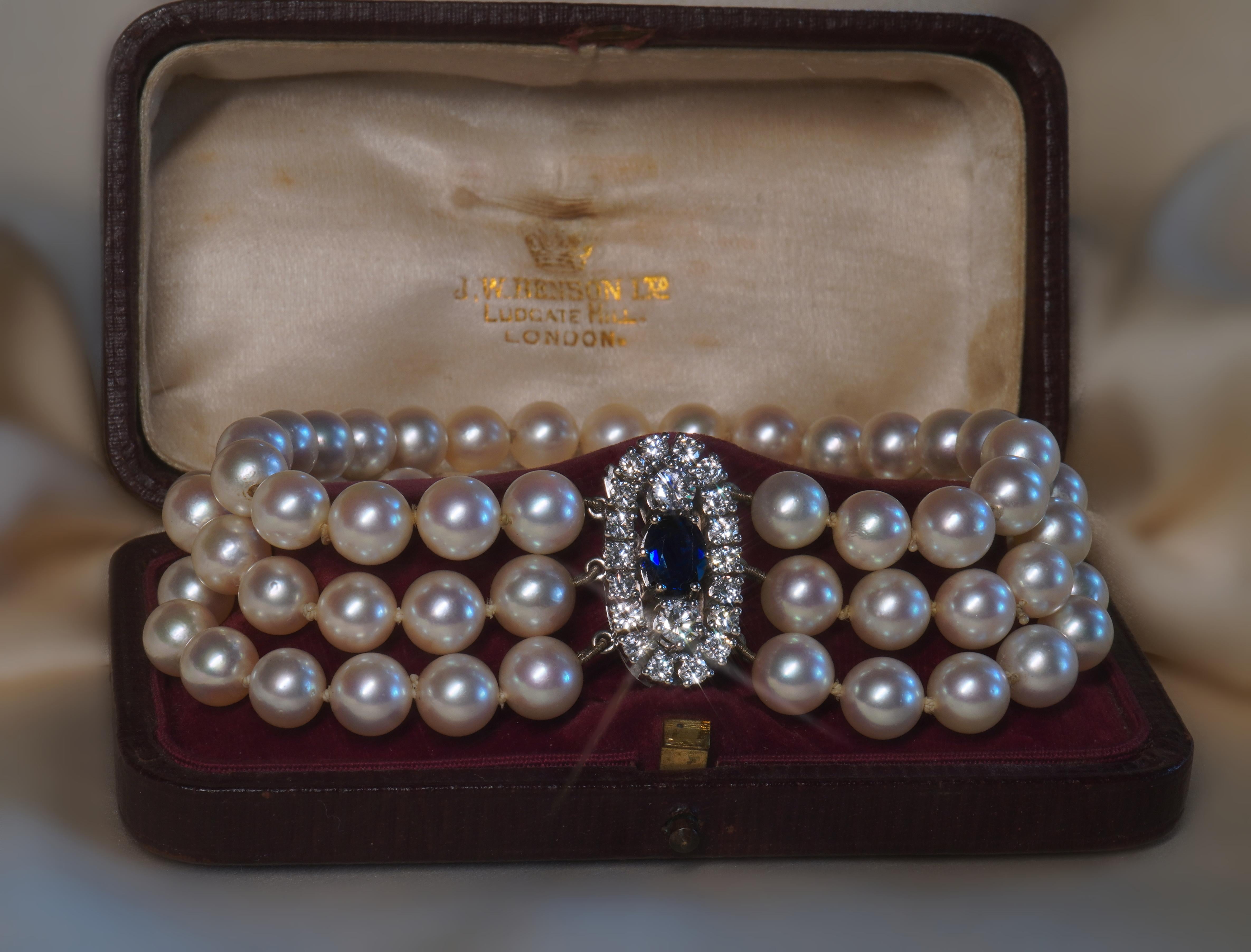 18K Saphir Ungeheizt GIA Perle Diamant-Armband Burma Vintage Fein 3,13 Karat im Angebot 1