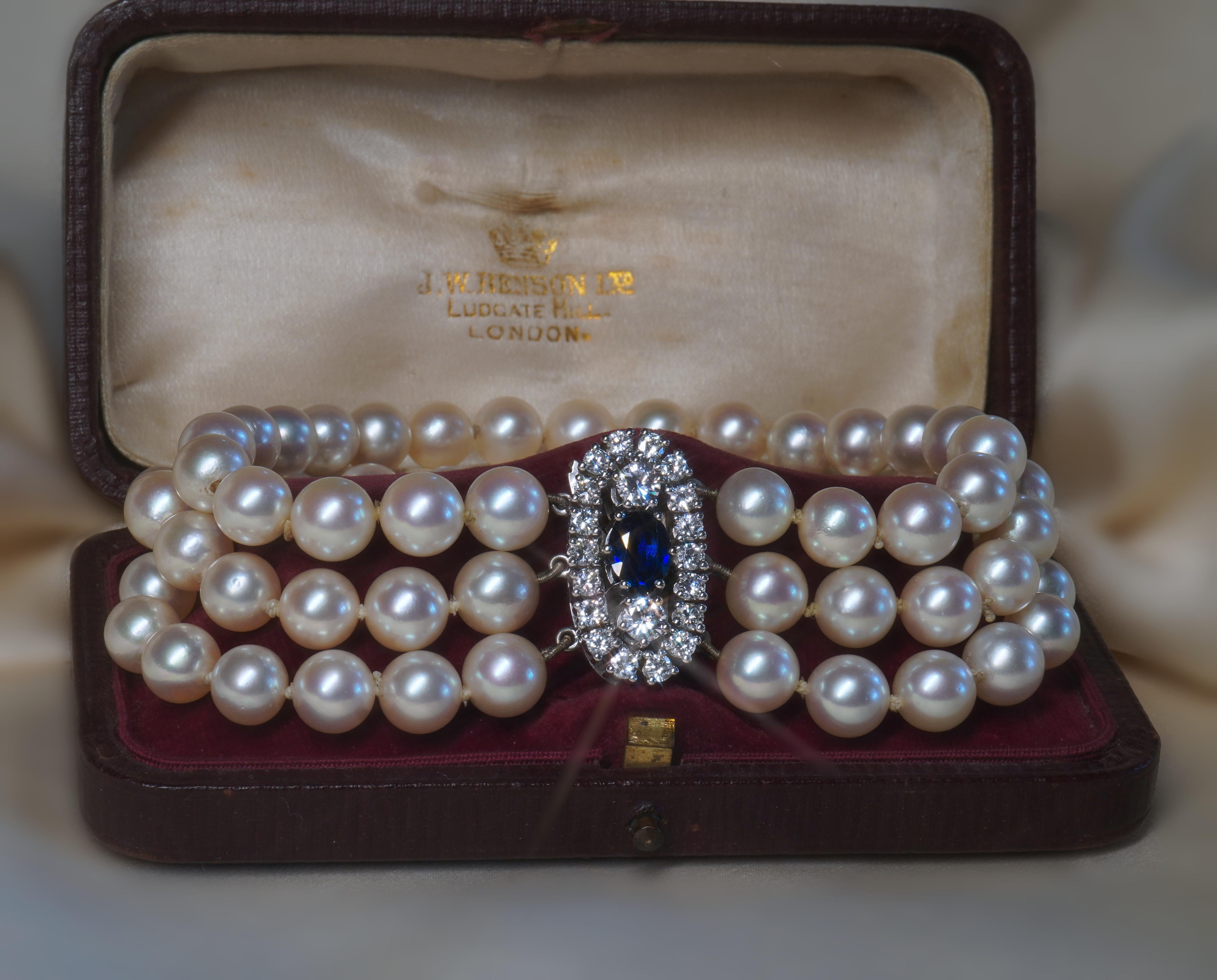 18K Saphir Ungeheizt GIA Perle Diamant-Armband Burma Vintage Fein 3,13 Karat im Angebot 2