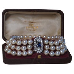 18K Sapphire Unheated GIA Pearl Diamond Bracelet Burma Vintage Fine 3.13 Carats