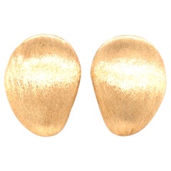 satin gold earrings 18K Satin Finish Jellybean Shape Earrings Yellow Gold