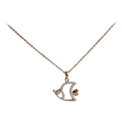 18k Rose Gold Sea Life Necklace Diamond Fish Necklace Ocean Fish Necklace