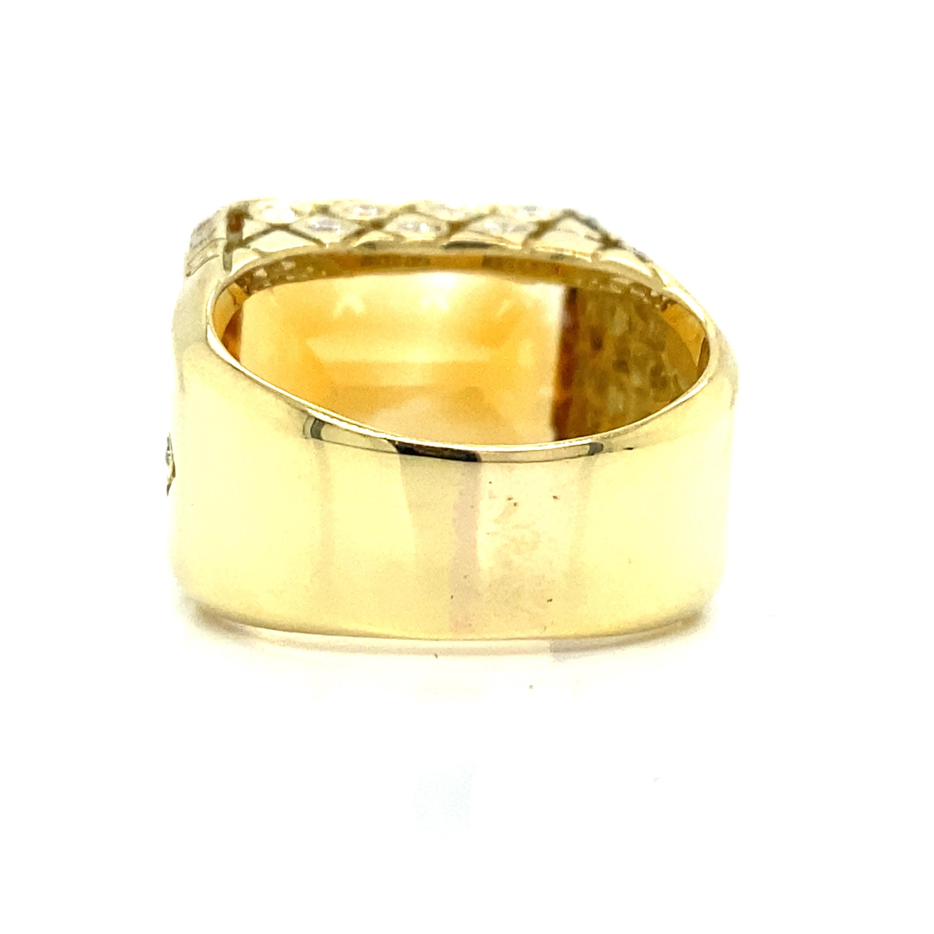 Women's 18k Seidengang Topaz Diamond Signet Ring Yellow Gold For Sale