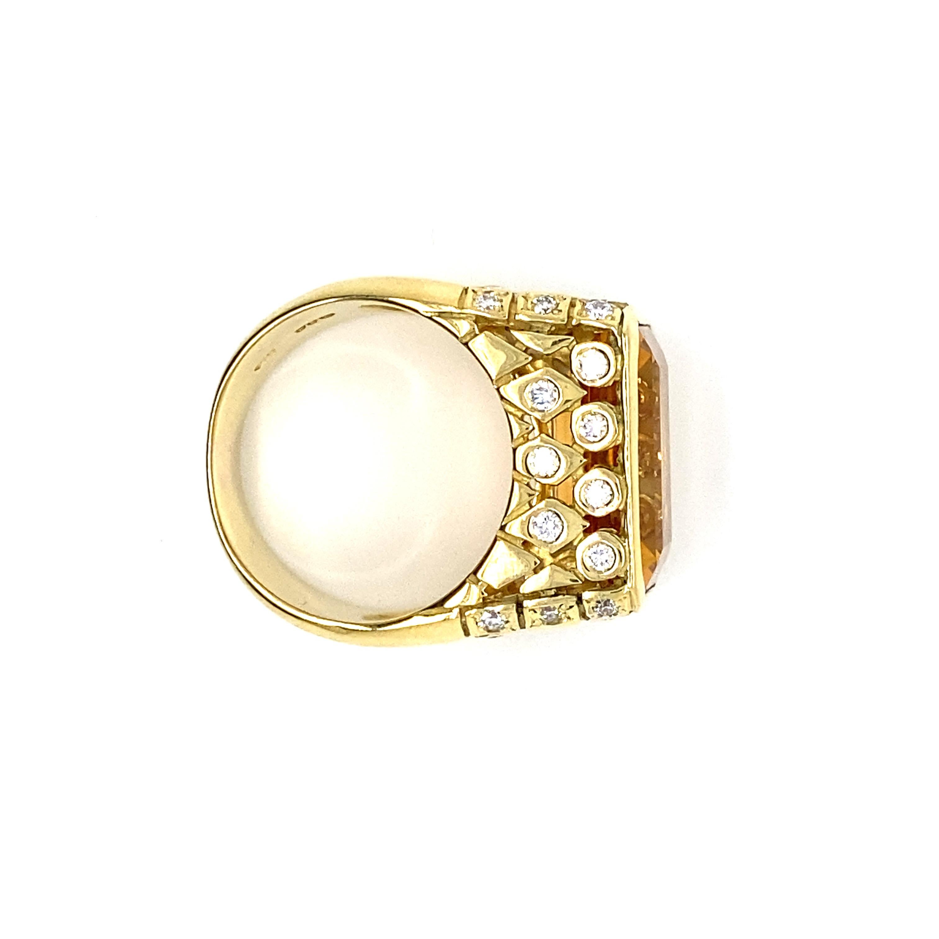 18k Seidengang Topaz Diamond Signet Ring Yellow Gold For Sale 1