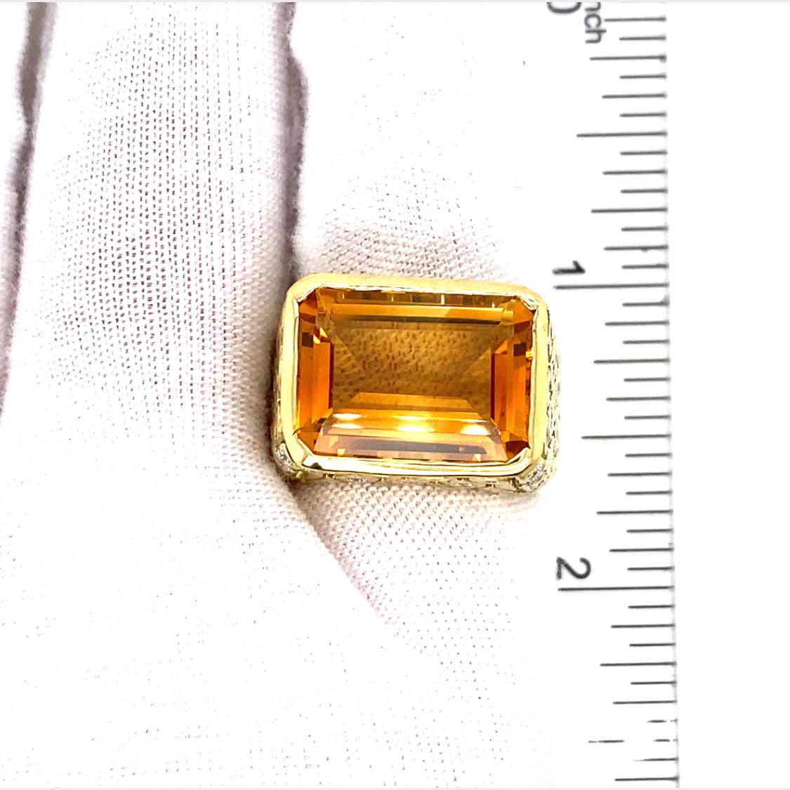 18k Seidengang Topaz Diamond Signet Ring Yellow Gold For Sale 3