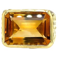 18k Seidengang Topaz Diamond Signet Ring Yellow Gold