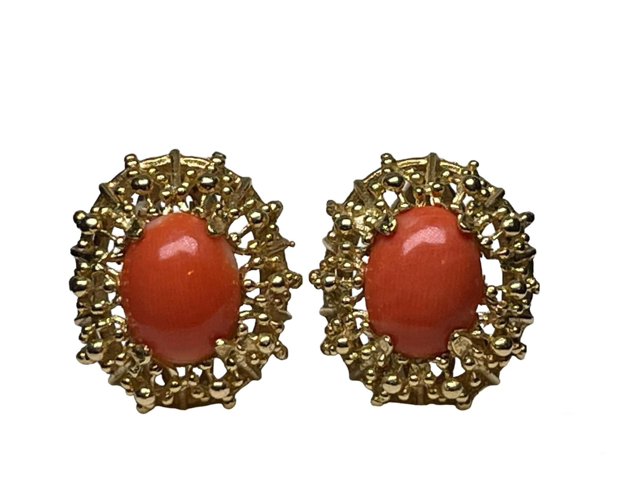 18K Set Of Corletto Coral Earrings And Cocktail Ring 7