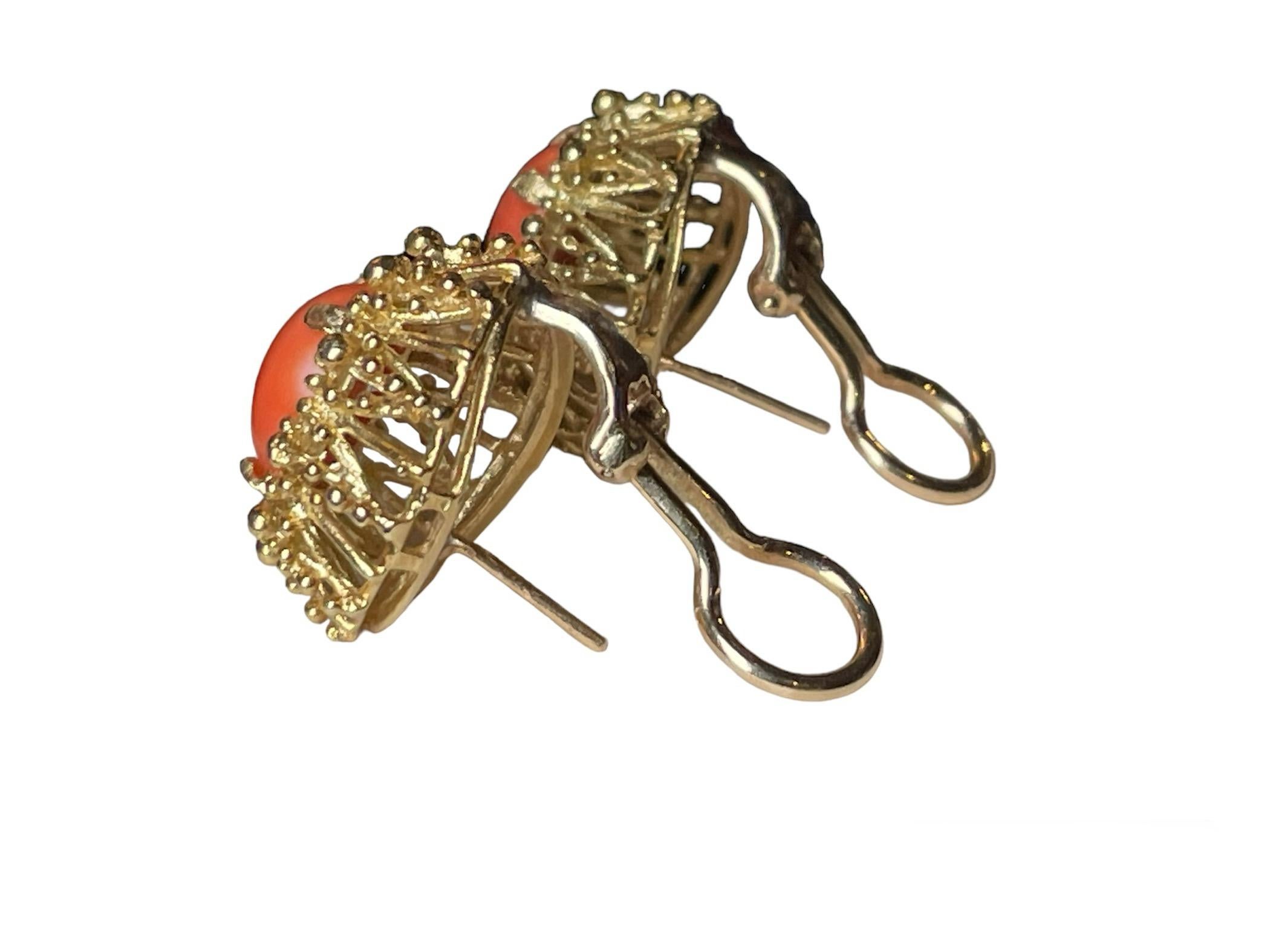 18K Set Of Corletto Coral Earrings And Cocktail Ring 12