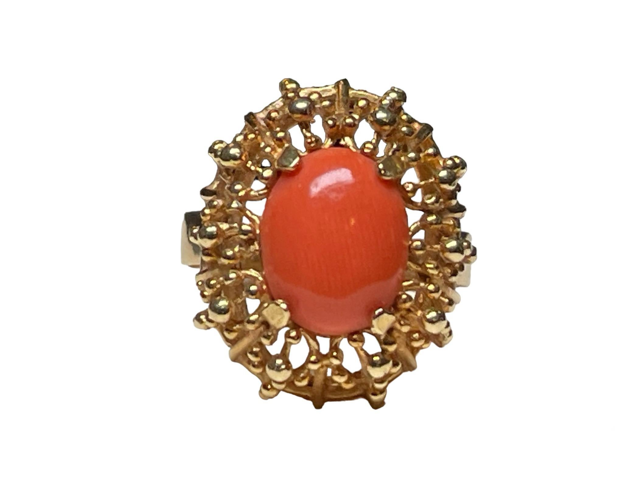 18K Set Of Corletto Coral Earrings And Cocktail Ring 1
