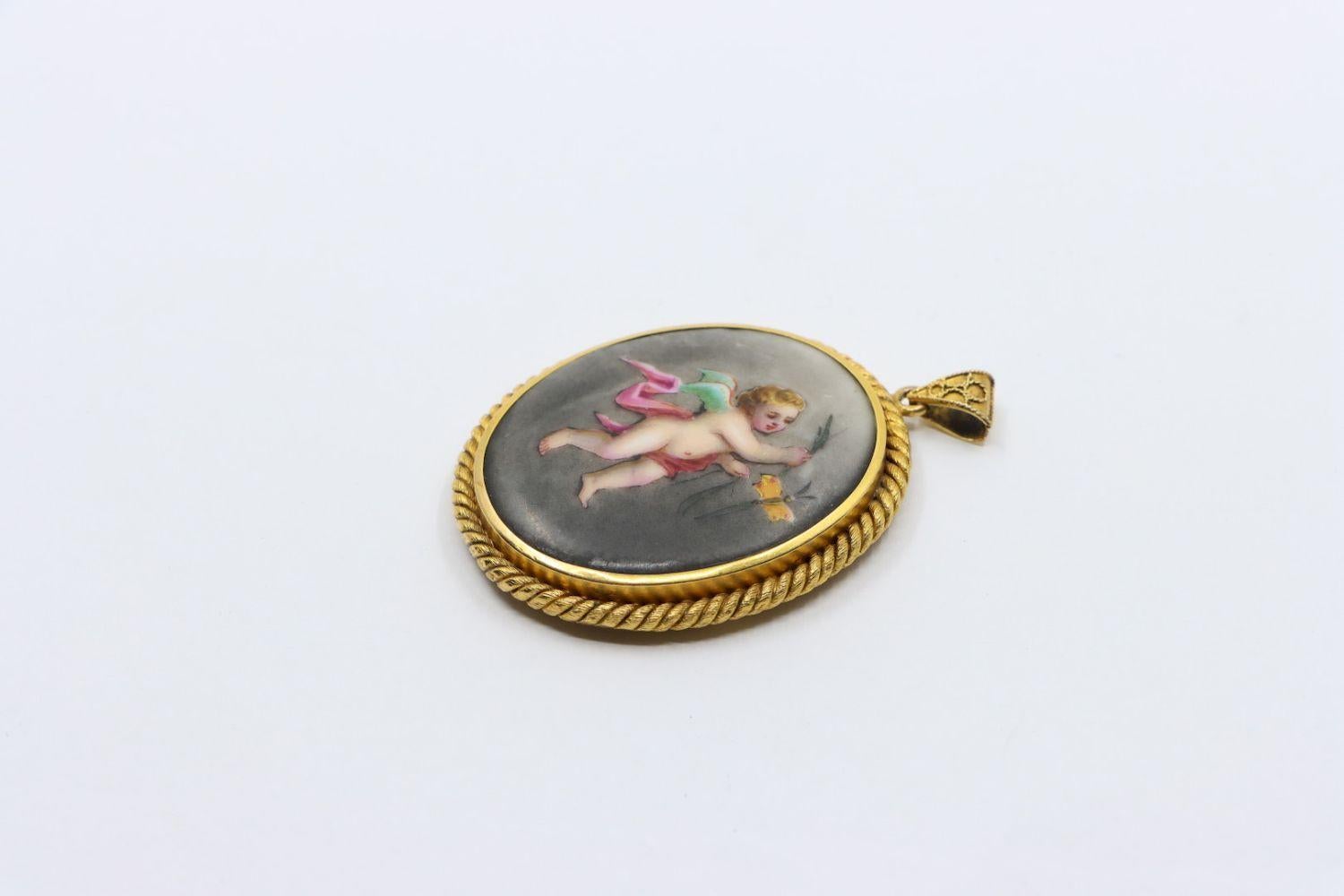 Ciondolo Angelo in porcellana di Sèvres 18K in vendita 6