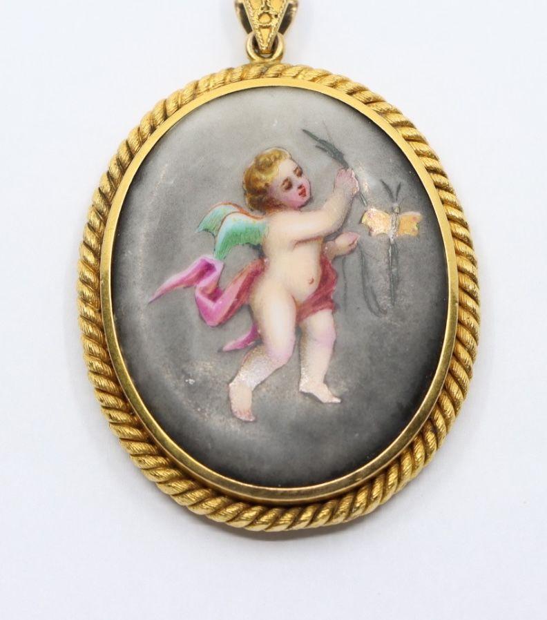 da uomo o donna Ciondolo Angelo in porcellana di Sèvres 18K in vendita