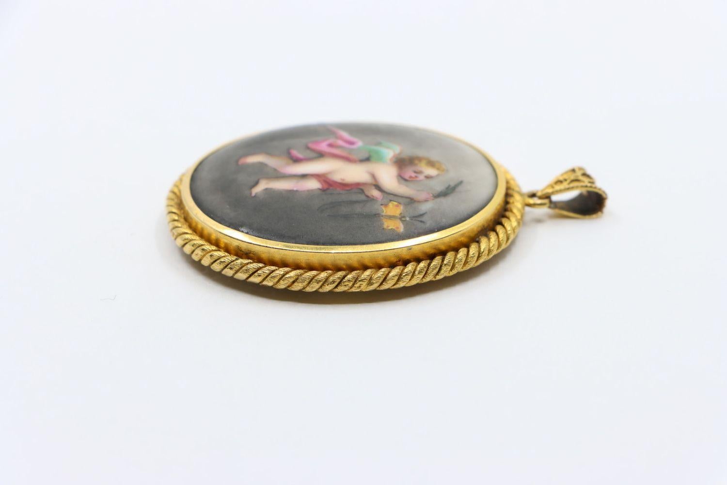 Ciondolo Angelo in porcellana di Sèvres 18K in vendita 5