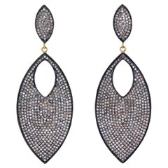 18 Karat/Silver All Diamond Chandelier Drop Earrings