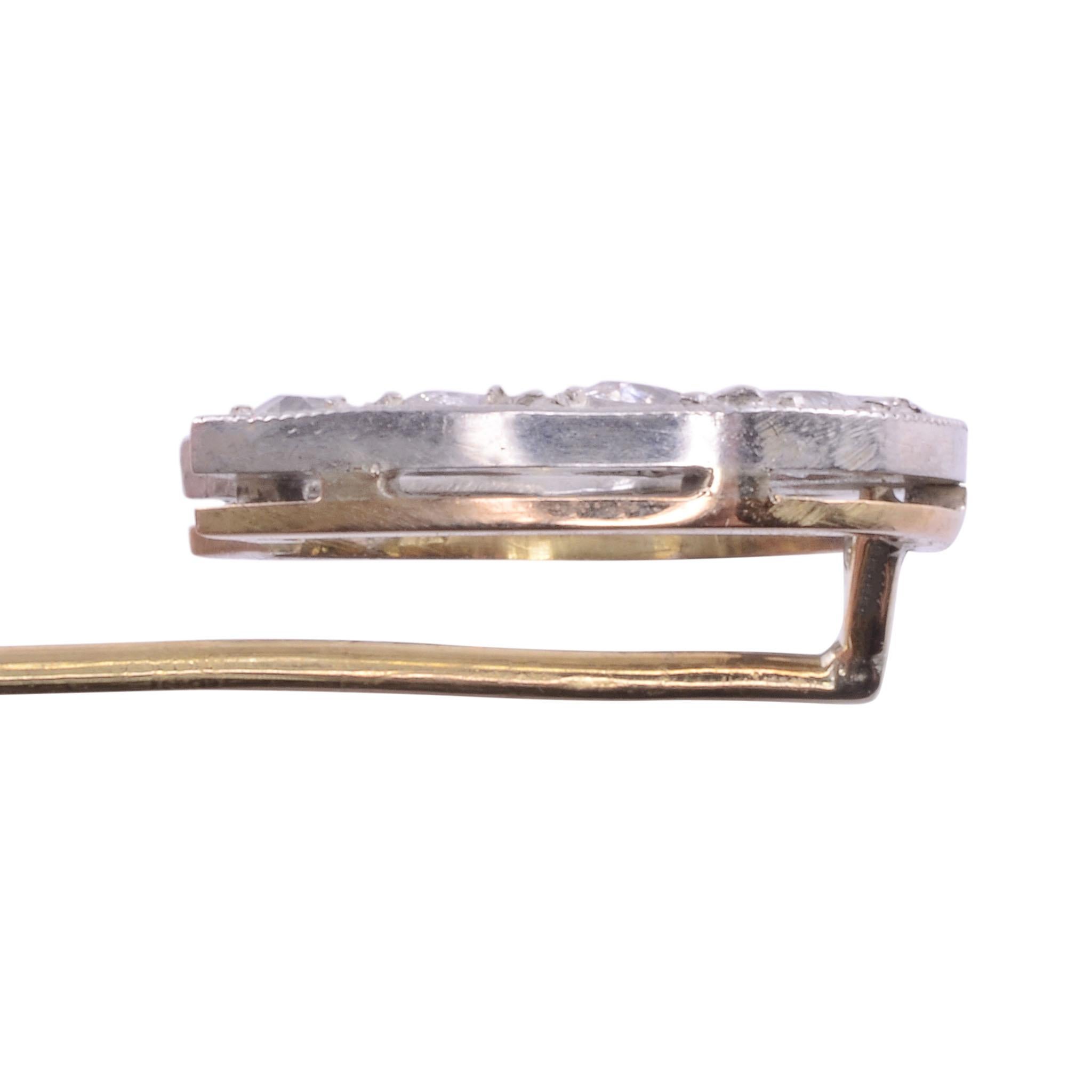 Round Cut 18K Silver Diamond Horseshoe Stick Pin