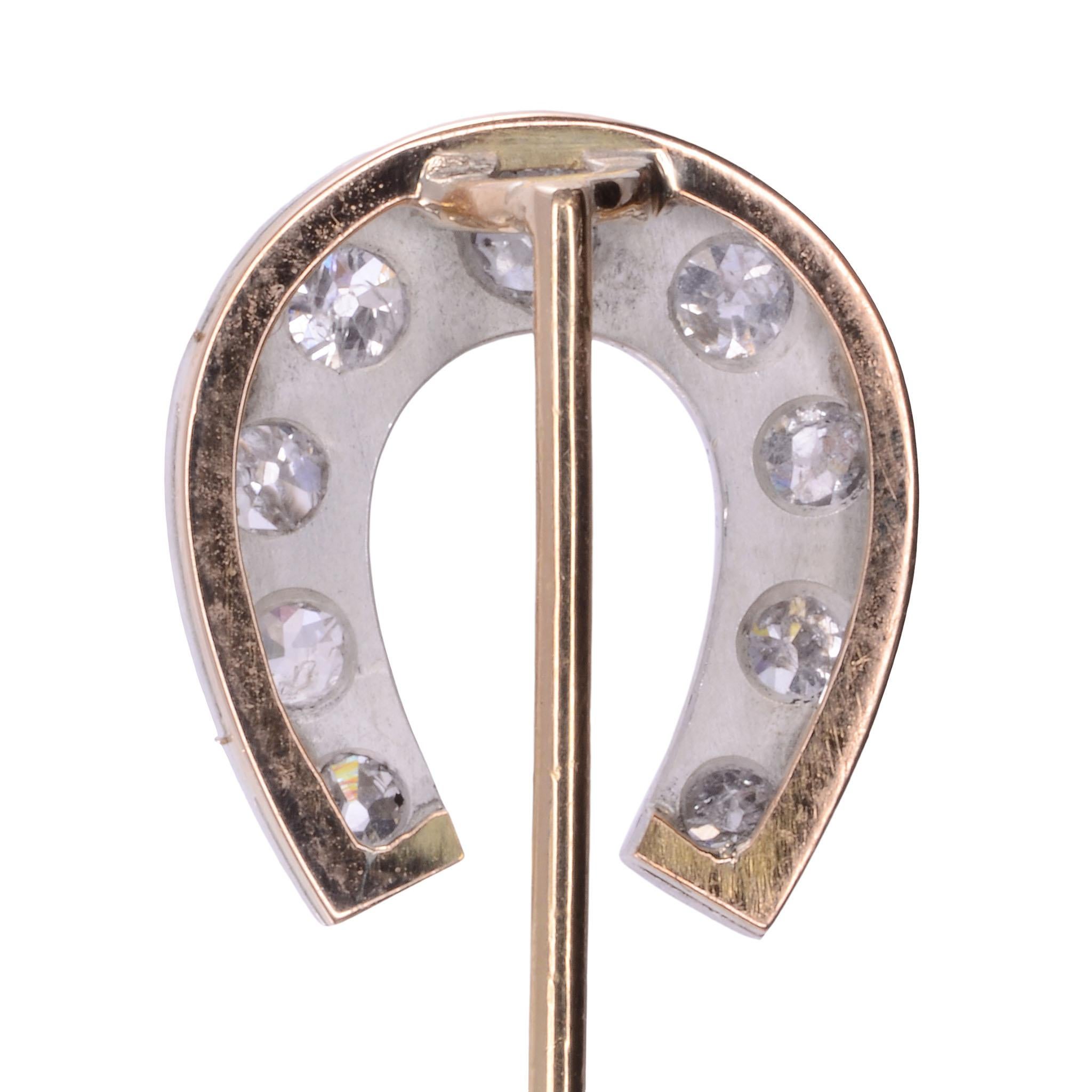 Women's 18K Silver Diamond Horseshoe Stick Pin