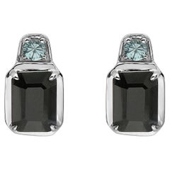 18k 
Silver Gold Black Sapphire, Blue Zircon Ear