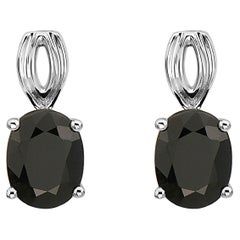 18k 
Silver Gold Black Sapphire Earrings