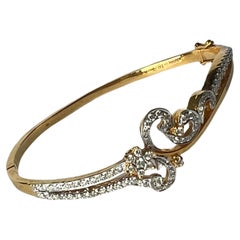 18K Solid Gold 1.0 Carat Flower Bangle Size 6.5 inches 18K Solid Gold 1.0 Carat Flower Bangle Size 6.5 inches