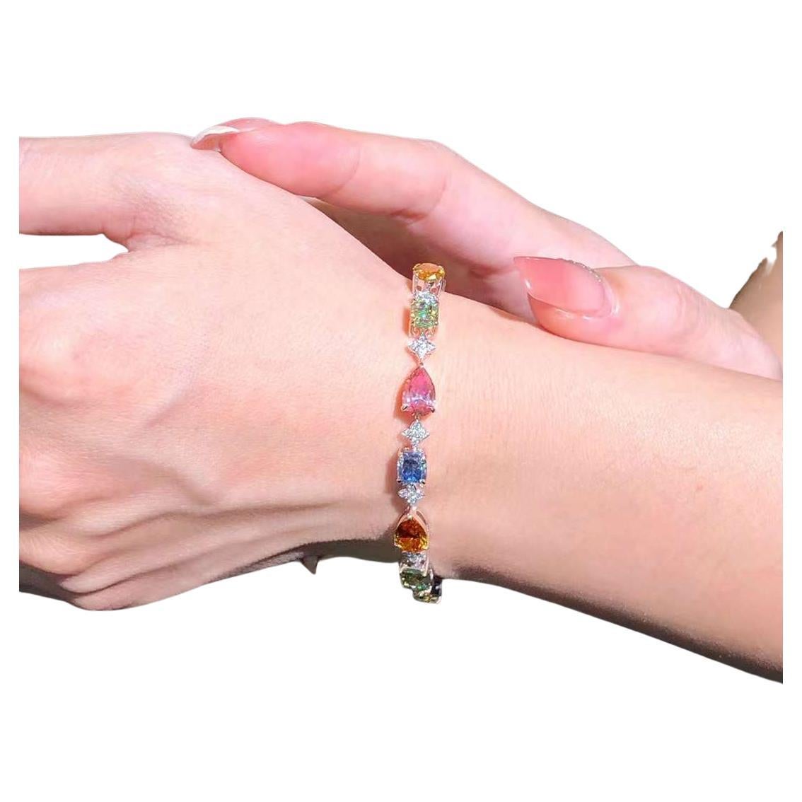 18K Solid Gold 14.40ct Natural Colored Diamond Bracelet – GIA Certified For Sale