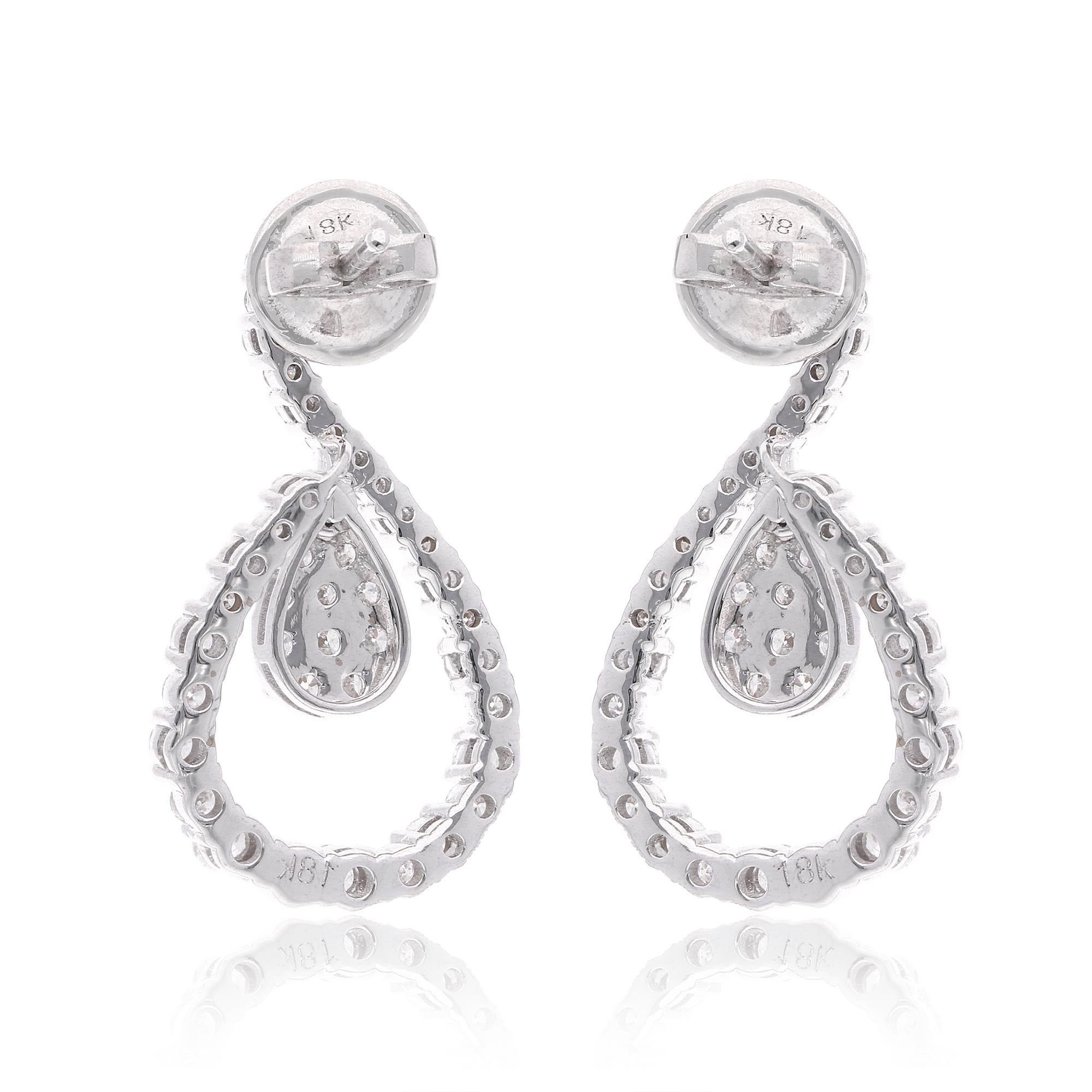 18k massivem Gold 1.75Ct SI/H natürlicher Diamant lange baumeln Ohrringe Geschenk für Frauen im Zustand „Neu“ im Angebot in Diera, Dubai