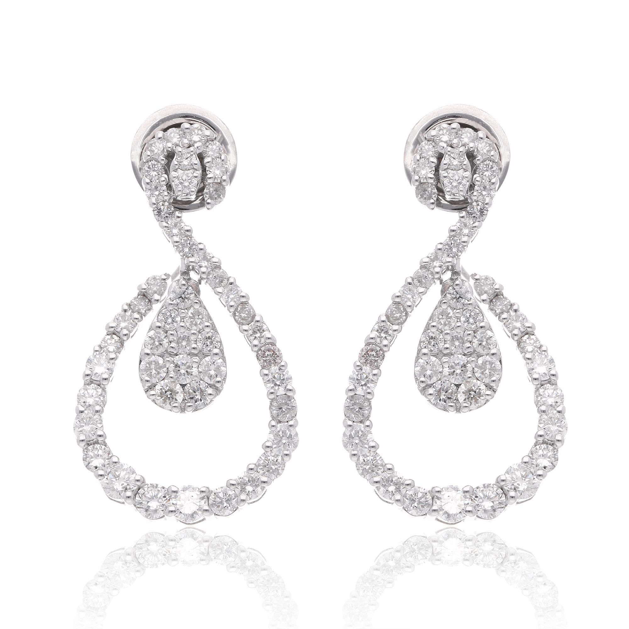 18k massivem Gold 1.75Ct SI/H natürlicher Diamant lange baumeln Ohrringe Geschenk für Frauen Damen im Angebot