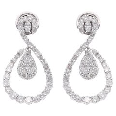 18k massivem Gold 1.75Ct SI/H natürlicher Diamant lange baumeln Ohrringe Geschenk für Frauen