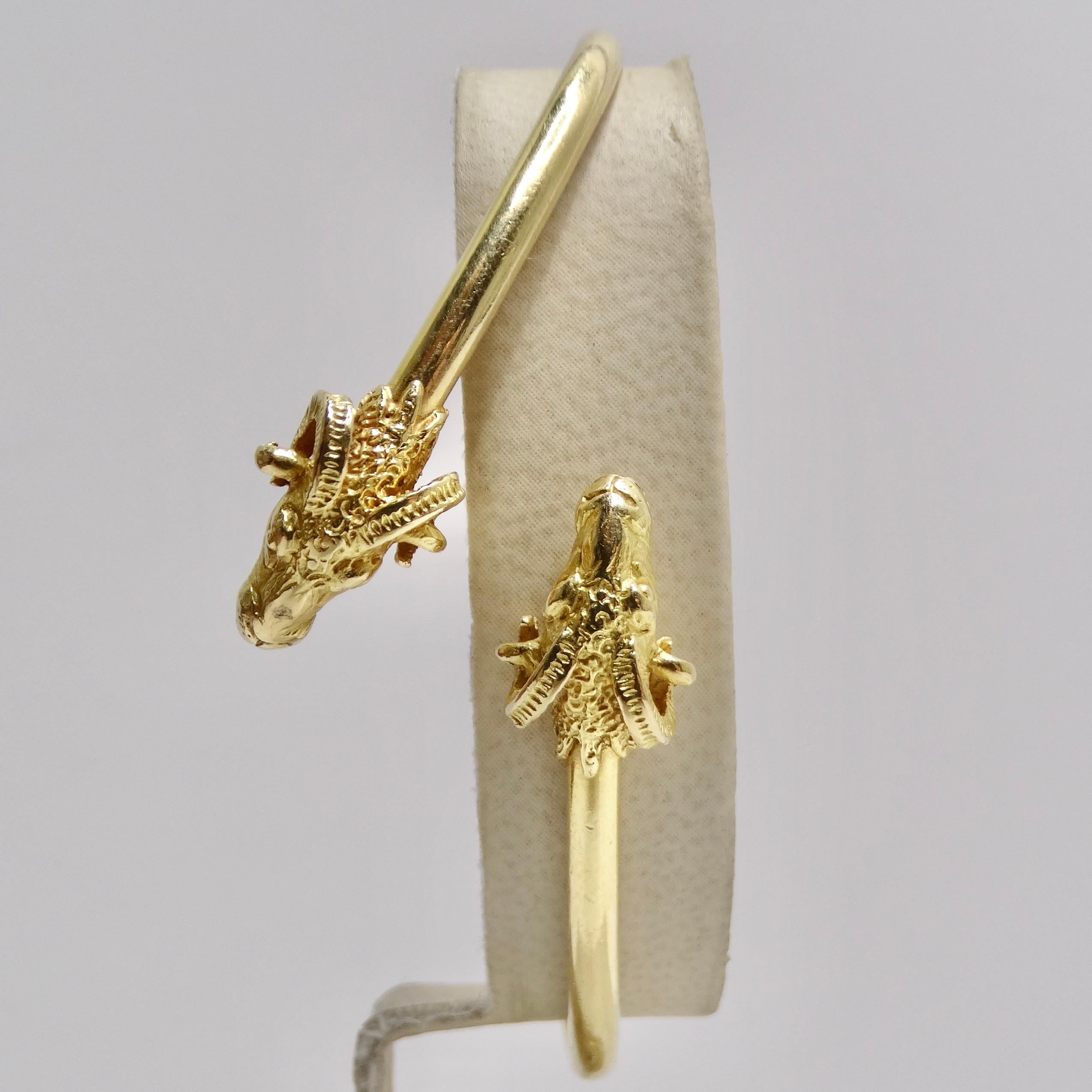 Introducing the 18K Solid Gold 1960s Ram Head Cuff Bracelet—a luxurious and artfully crafted piece that showcases the elegance of 18k yellow gold. This cuff bracelet is not merely an accessory; it's a wearable masterpiece, meticulously designed with