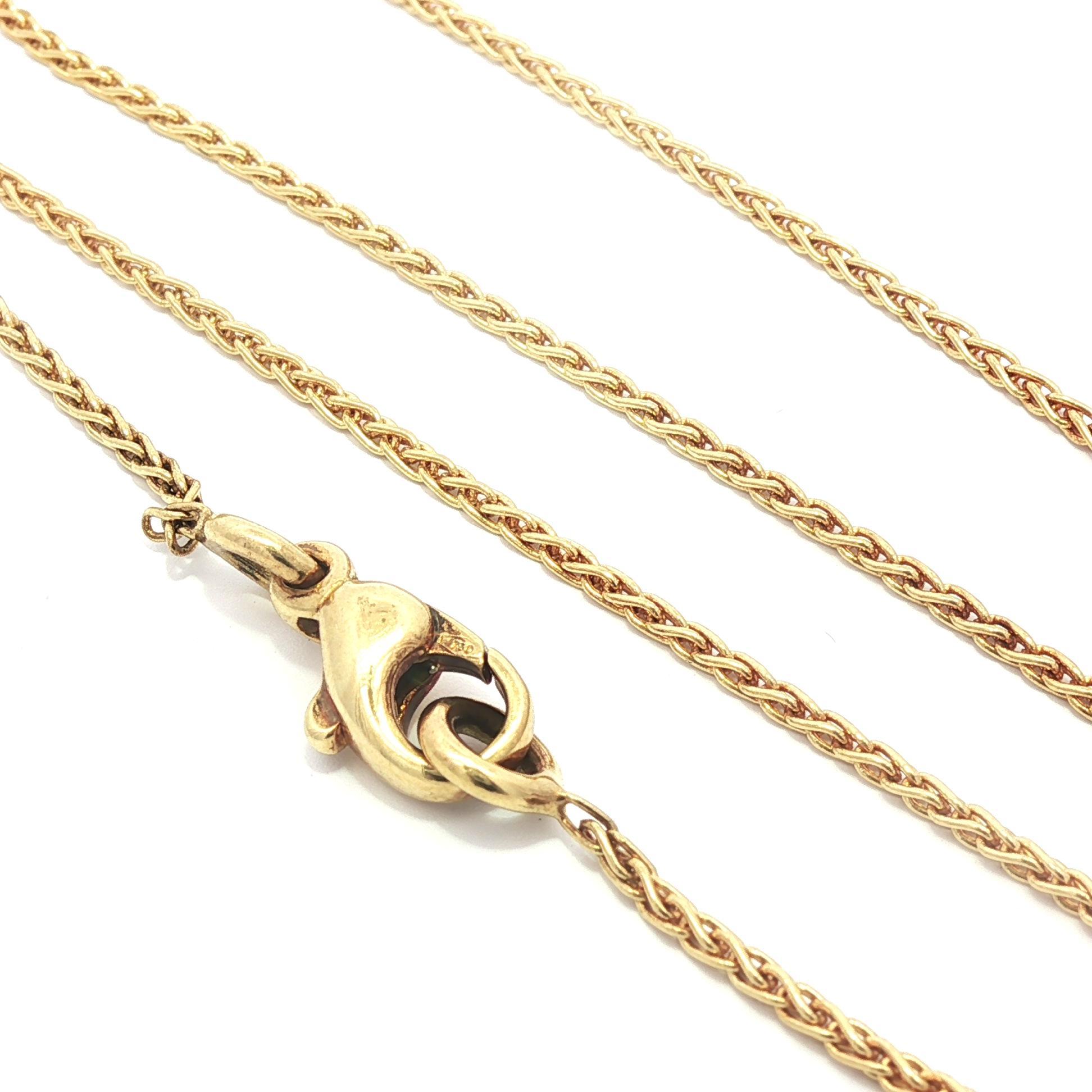 Pendentif en or massif 18k avec ruban coulissant et diamant de 0,65 ct. Chaîne à maillons de blé de 16,5 po en vente 1