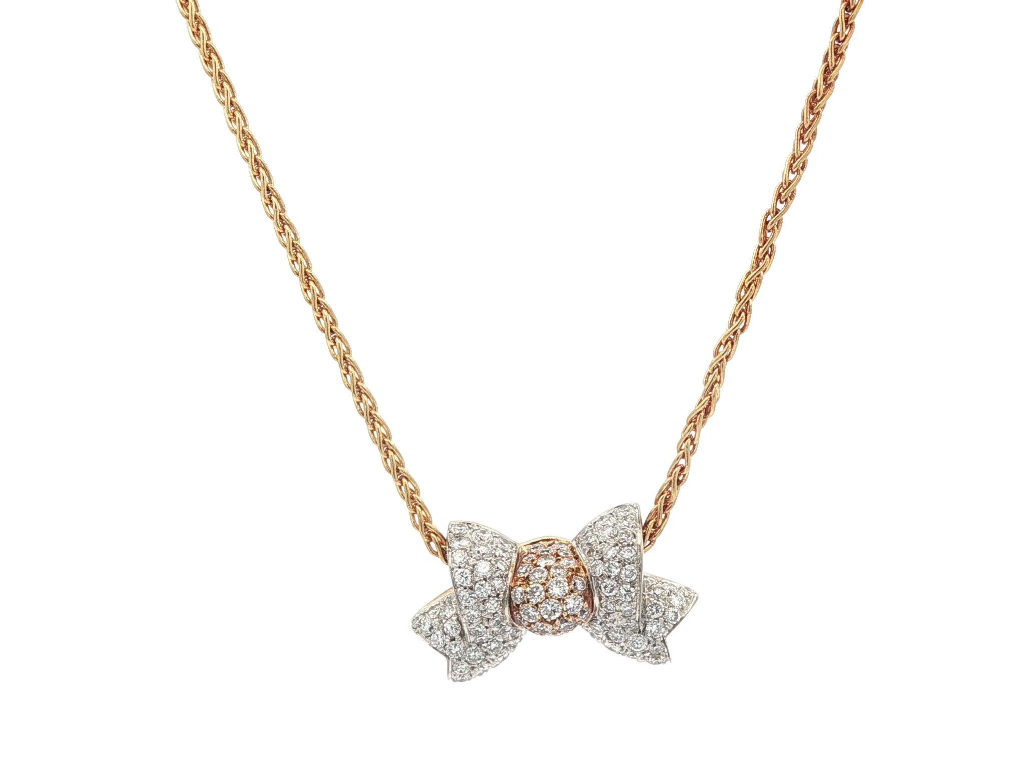 Pendentif en or massif 18k avec ruban coulissant et diamant de 0,65 ct. Chaîne à maillons de blé de 16,5 po en vente 2