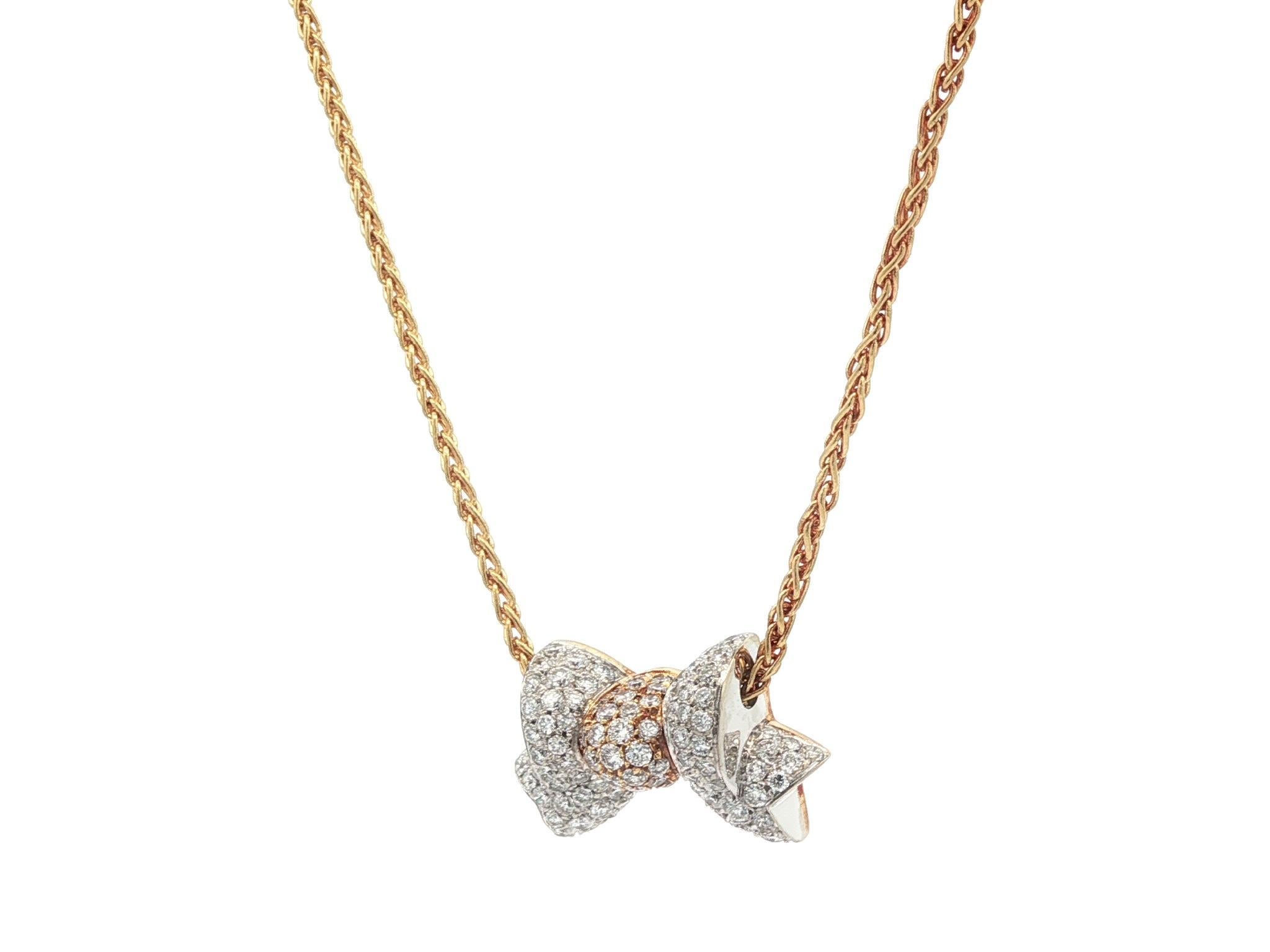 Pendentif en or massif 18k avec ruban coulissant et diamant de 0,65 ct. Chaîne à maillons de blé de 16,5 po en vente 3