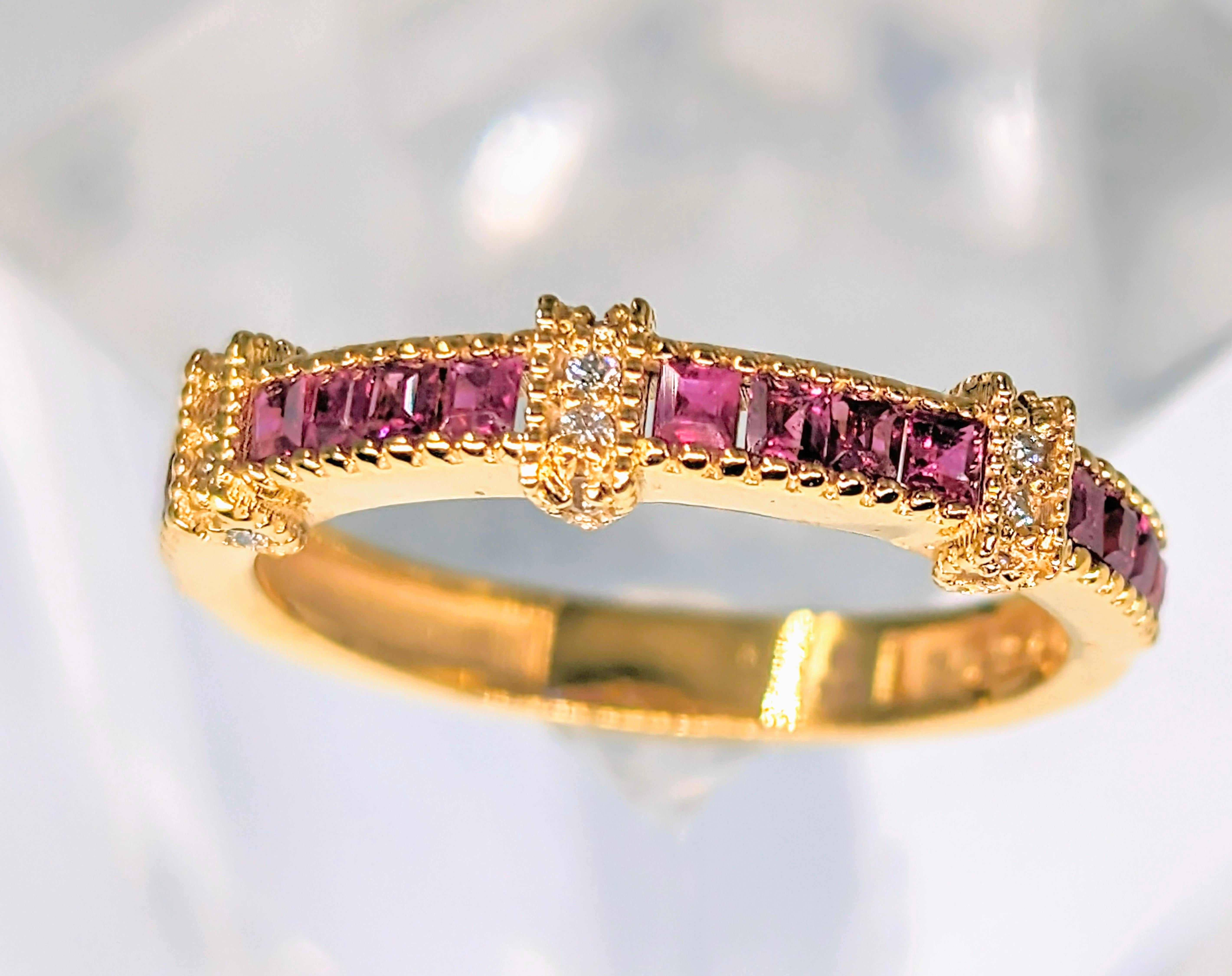 18k Solid Gold Ablaze love ruby band For Sale 1