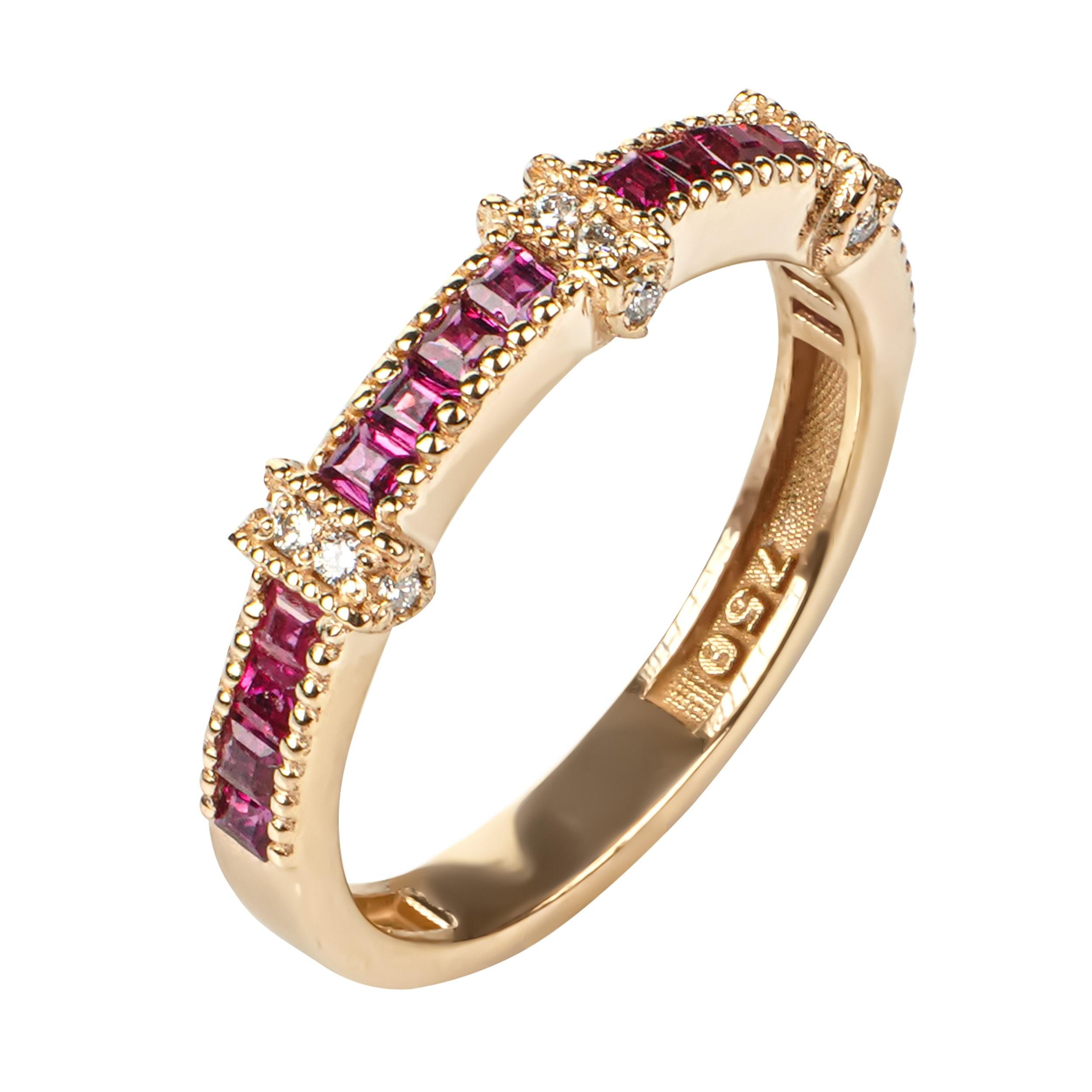 18k Solid Gold Ablaze love ruby band For Sale