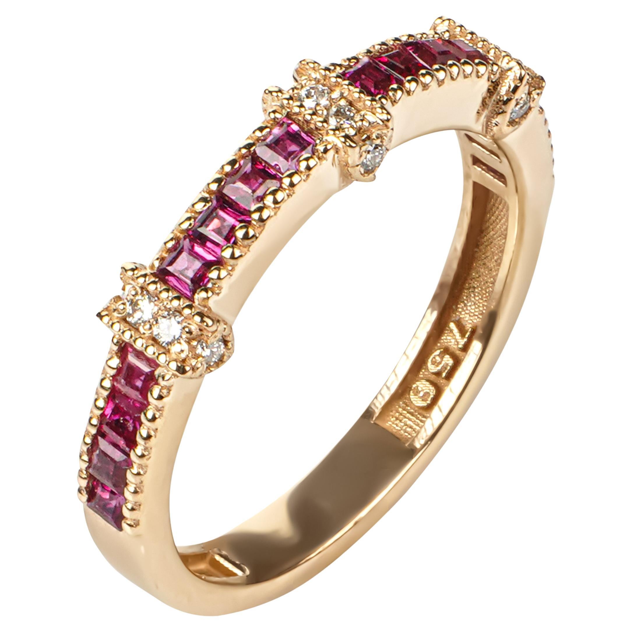 18k Solid Gold Ablaze love ruby band For Sale