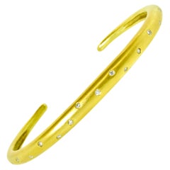 18K Solid Gold and Diamond Bangle Bracelet