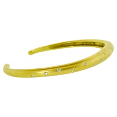 18K Solid Gold and Diamond Bangle Bracelet