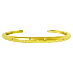 18K Solid Gold and Diamond Bangle Bracelet
