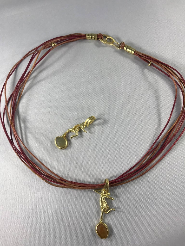 Orange Sapphire 18K Gold Minimalist 'She' Pendant Necklace ...