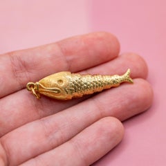 Breloque animal en or massif 18k - pendentif poisson articulé