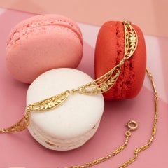 18k solid gold Art Nouveau Necklace - Filigree chain - Victorian drapery collar