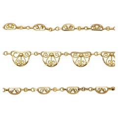 18k solid gold Art Nouveau Necklace - Filigree chain - Victorian drapery collar