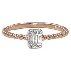 18k Rose Gold Baguette Baguette Diamond Ring Square Diamond Ring Wedding Ring