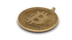18k solid gold Bitcoin pendant necklace