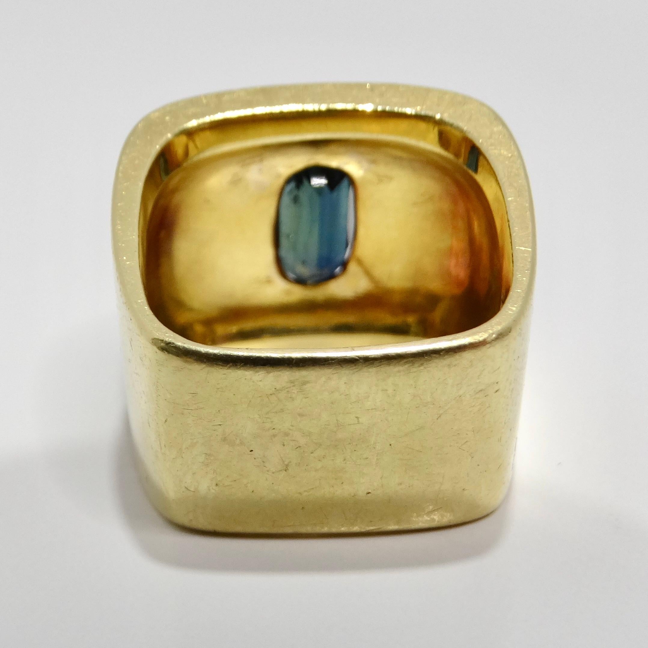 18K Solid Gold Blue Sapphire Cocktail Ring For Sale 1