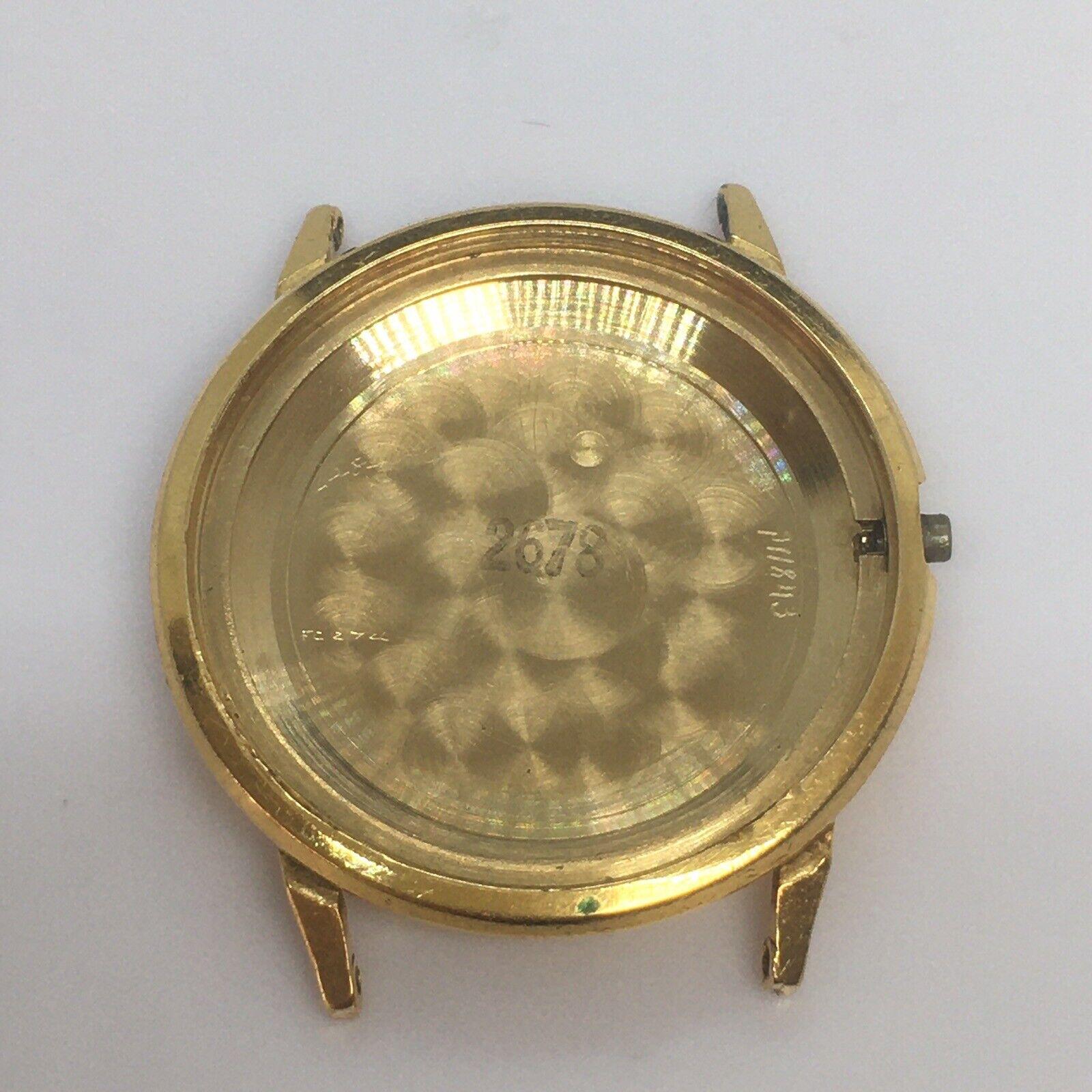 Women's or Men's 18k Solid Gold Bulova Black Dial All Original Swiss Gents Wristwatch For Sale
