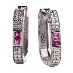 18K solid GOLD Carina ruby diamond earrings