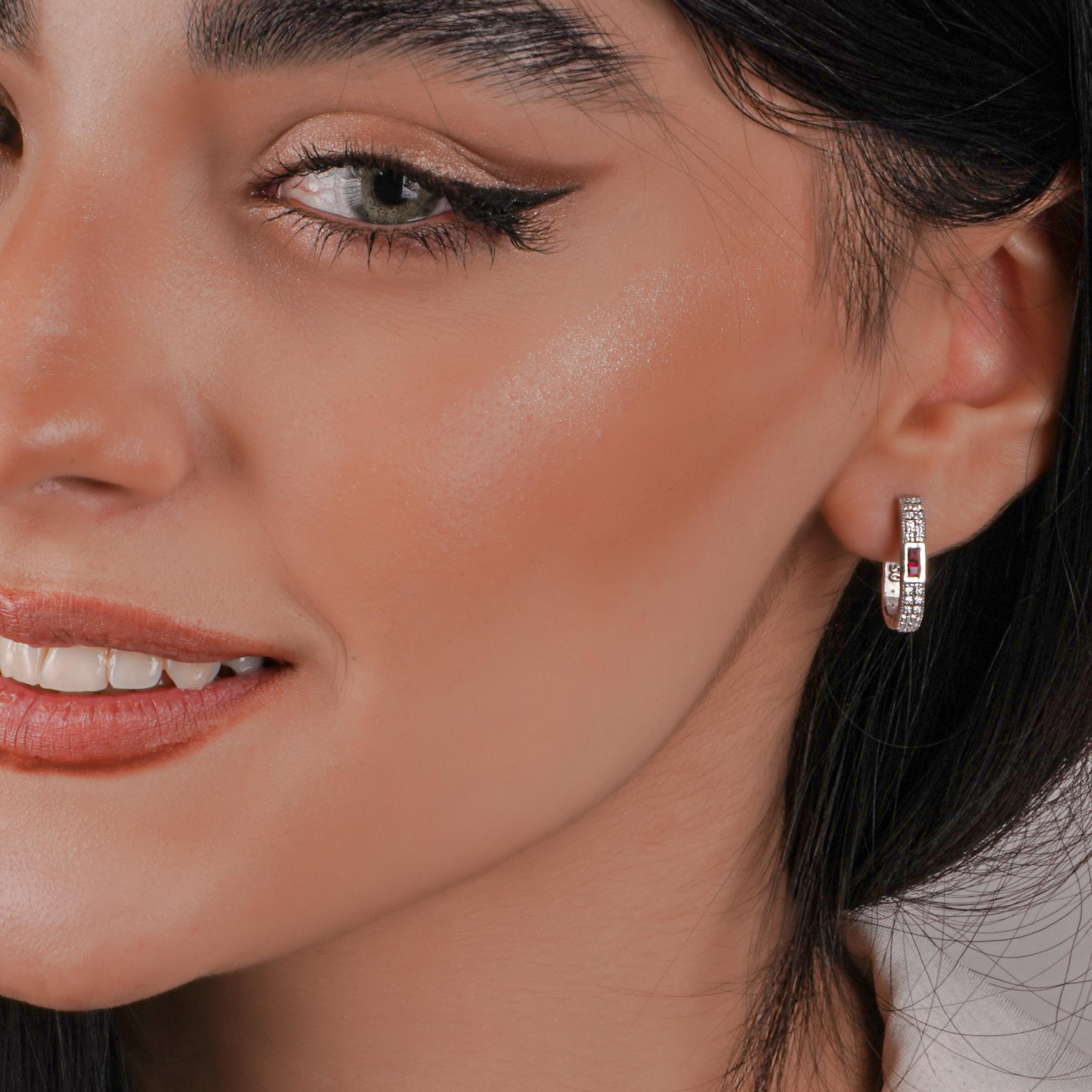 Modern 18K solid GOLD Carina ruby diamond earrings For Sale