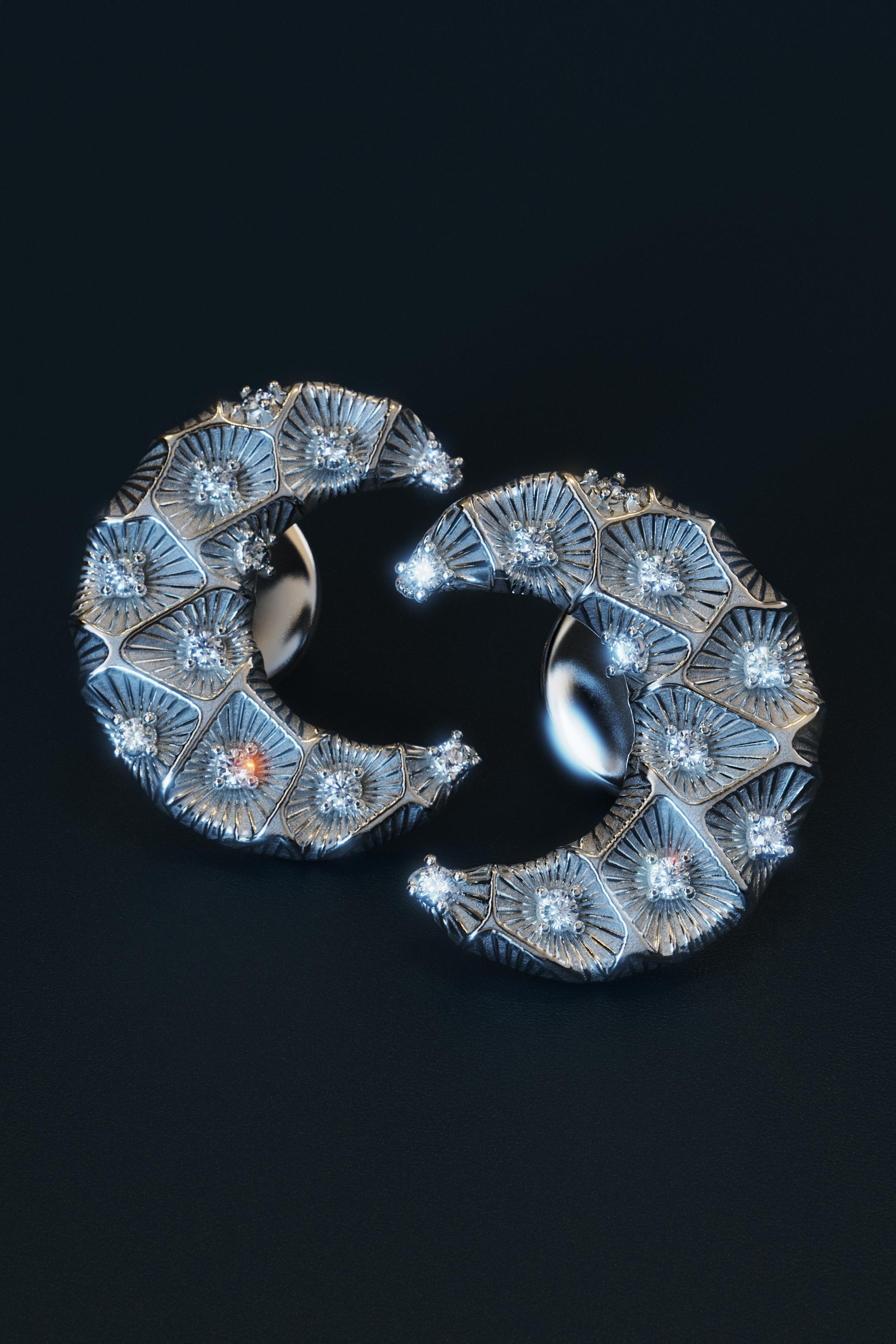 Pendientes de Diamantes Luna Creciente de Oro Macizo de 18 K de Oltremare Gioielli - Italia en venta 5