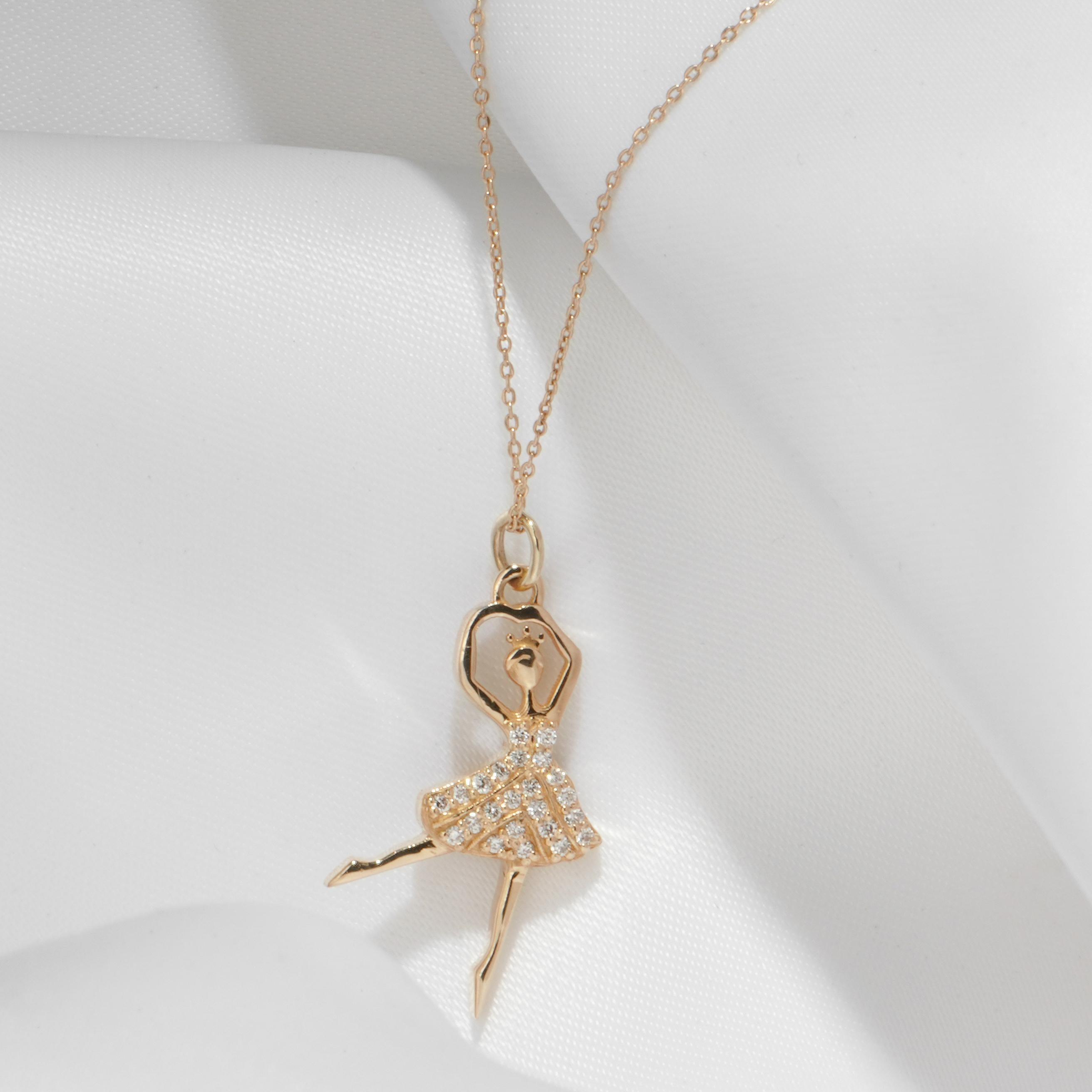 Modern 18k Solid Gold Dancer pendant (**with chain**) For Sale